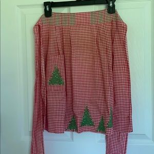 Vintage Christmas Apron handmade Gingham
